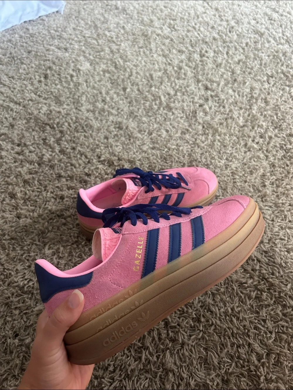 Adidas Pink and Navy Platform Sneakers